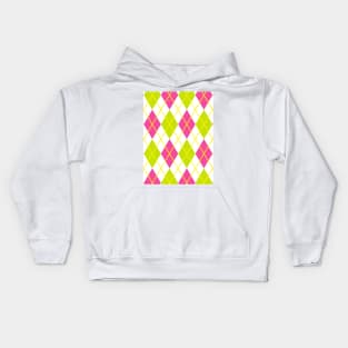 Argyle Pink Magenta Lime Green Gold Punk Rock Retro Kids Hoodie